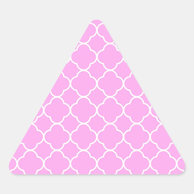 Pink And White Quatrefoil Pattern Triangle Sticker (Front)