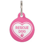 Pink And White Rescue Dog Heart With Custom Info