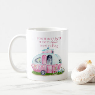 Pink and White Retro Vintage Camper with Quote Coffee Mug