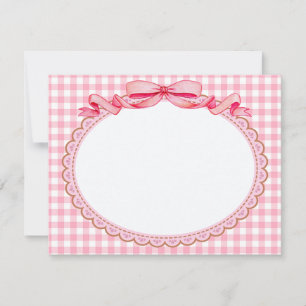Pink and White Ribbon Stationery Thank You Card