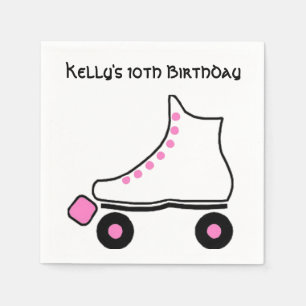 Pink and White Roller Skate Paper Napkins