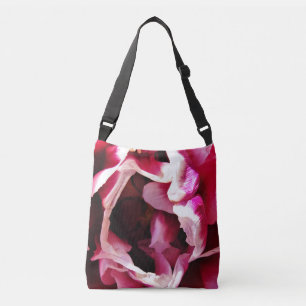 Pink and White Rose Cross-Body Tote Bag