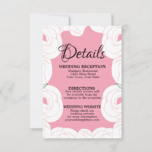 Pink and White Rose Design Rsvp card