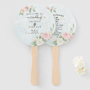 Pink and White Rose Dusky Blooms Program Fans
