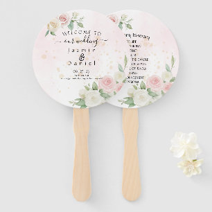 Pink and White Rose Dusky Blooms Program Fans