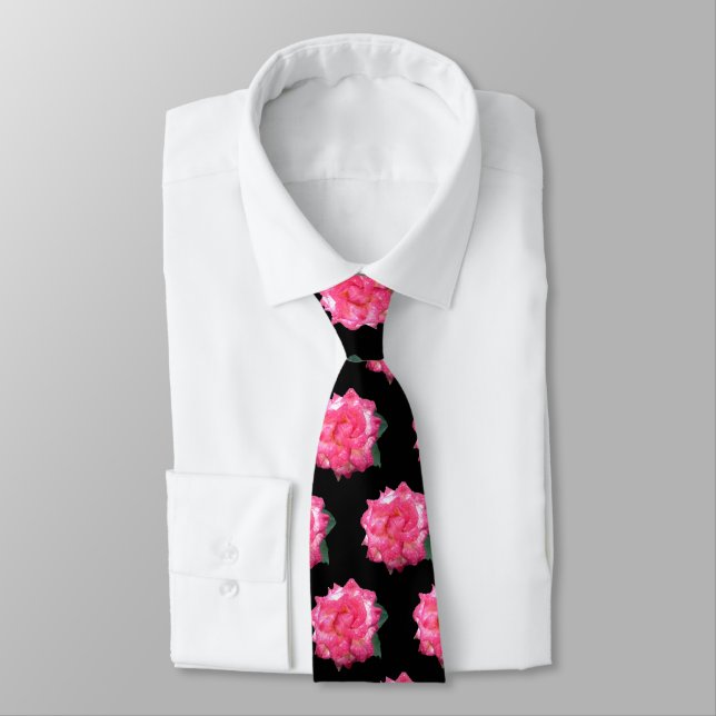 PINK AND WHITE ROSE TIE (Tied)