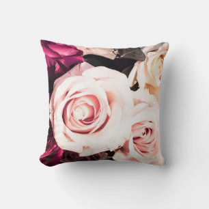 Pink And White Roses Arrangement Floral Design Cushion