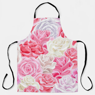 pink and white roses seamless pattern. Flowers tex Apron