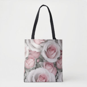 Pink and White Roses Tote Bag