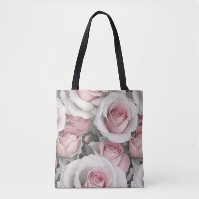 Pink and White Roses Tote Bag (Front)