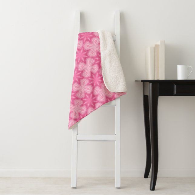 Pink And White Sherpa Blanket (In Situ)