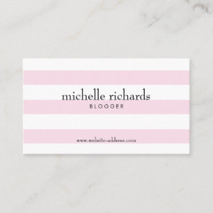 Pink and White Simply Striped Business Card