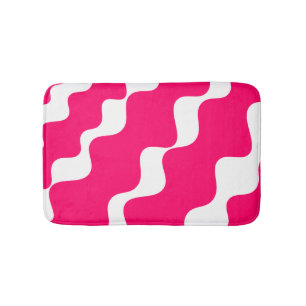 Pink and white slanting waves pattern  bath mat