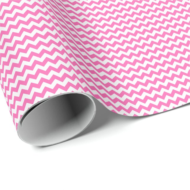 Pink and White Small Chevron Wrapping Paper (Roll Corner)