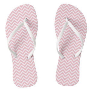Pink and White Small Size Chevron Stripes Flip Flops