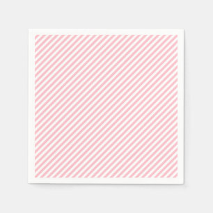 Pink and White Small Size Diagonal Stripes Paper Napkin