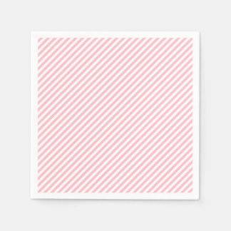 Pink and White Small Size Diagonal Stripes Paper Napkin