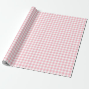 Pink and White Small Size Gingham Checks Wrapping Paper
