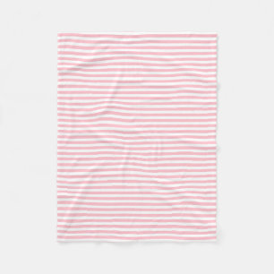 Pink and White Small Size Horizontal Stripes Fleece Blanket