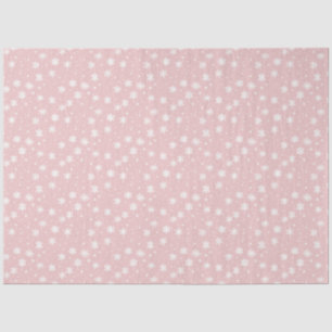 Pink and White Snowflakes and Stars Christmas Tissue Paper
