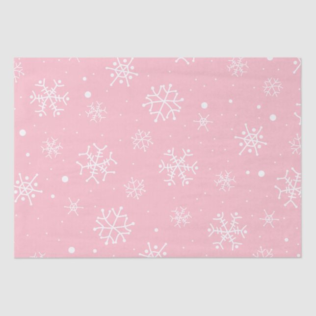 Pink and White Snowflakes  Tissue Paper (Front)