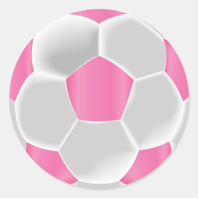 Pink and White Soccer Ball Classic Round Sticker (Front)
