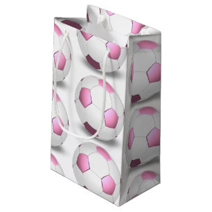 pink and white soccer ball small gift bag