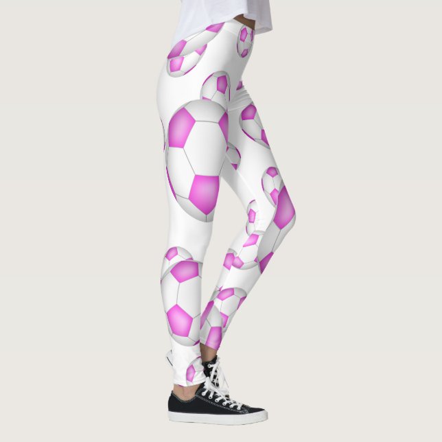 pink and white soccer balls pattern leggings (Right)