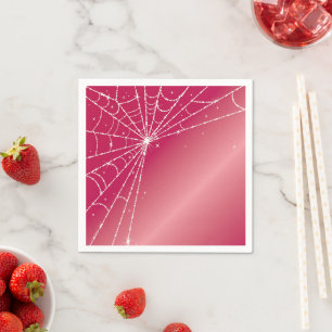 Pink and White Sparkling Diamond Spider Web Napkin