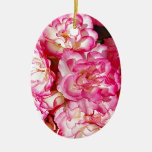 Pink and white spring roses ceramic tree decoration