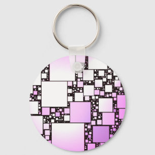 Pink and White Square Dancing Key Ring