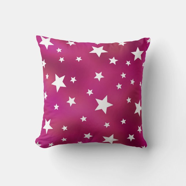 Pink and White Stars Cushion (Front)