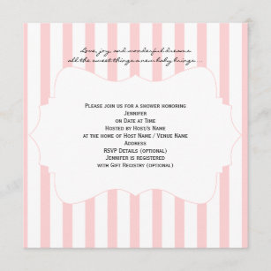 Pink and White Stripe Baby Shower Invitation
