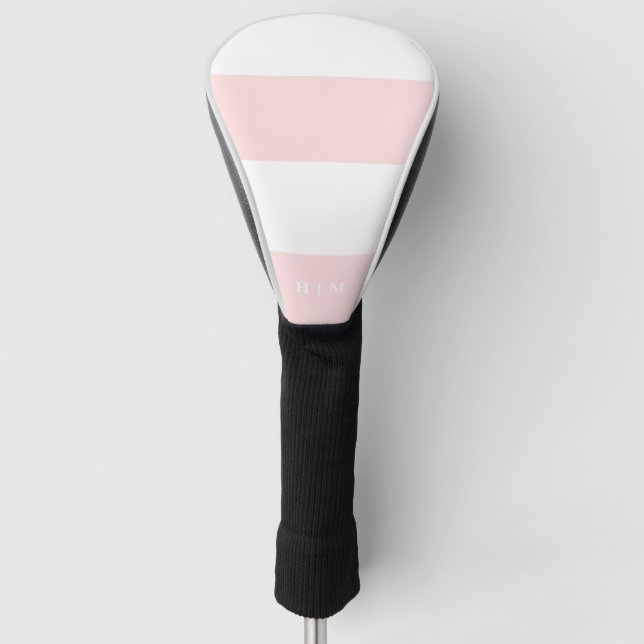 Pink and white stripe custom colour women’s golf head cover (Front)