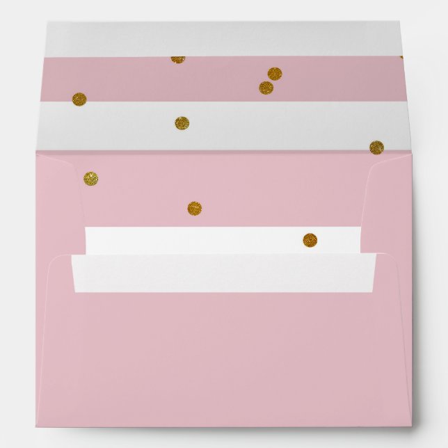 Pink and White Stripe Gold Glitter Nautical Anchor Envelopes (Back (Bottom))