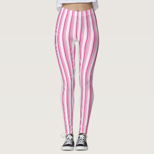 Pink And White Stripe Leggings