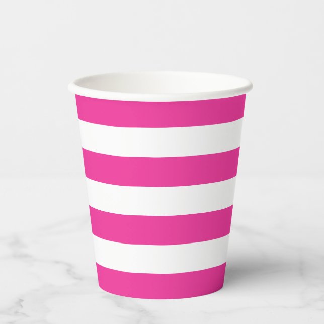 Pink and White Stripe Paper cup (Front)