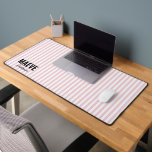 Pink and white stripe personalised modern elegant desk mat<br><div class="desc">Modern minimal typography girly pink and white stripe elegant simple unique personalised gift desk mat design.</div>