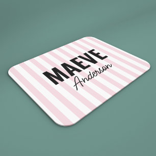 Pink and white stripe personalised modern elegant mouse mat