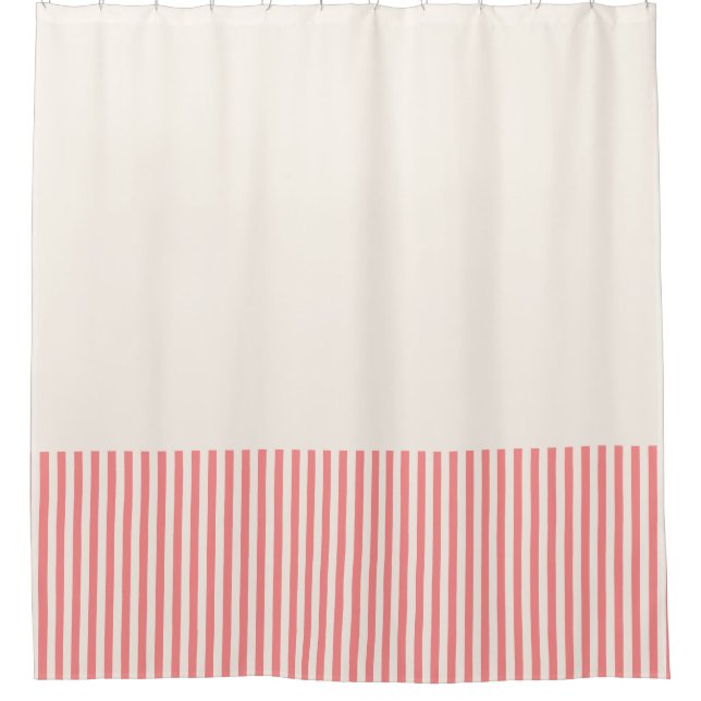 Pink and white stripe Shower Curtain (Front)
