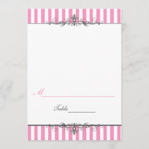 Pink and White Stripe Tent Style Placecard