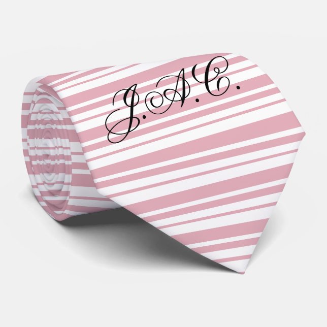 Pink And White Stripe Tie (Rolled)