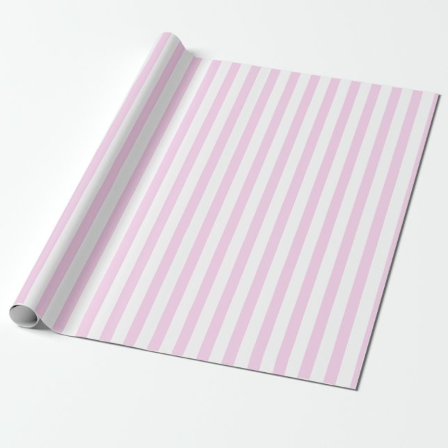 Pink and White Stripe  Wrapping Paper (Unrolled)