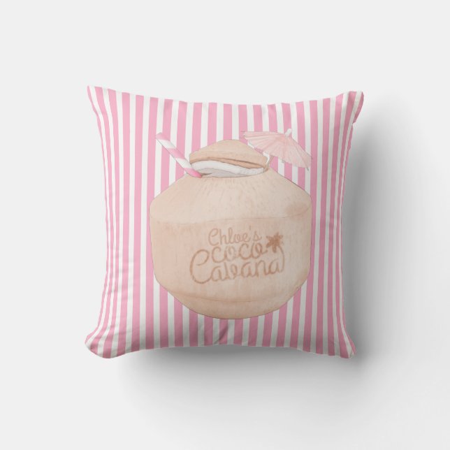 Pink and White Striped | Coconut Drink | Cabana  Cushion (Front)