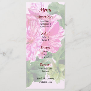 Pink And White Striped Geraniums Wedding Menu