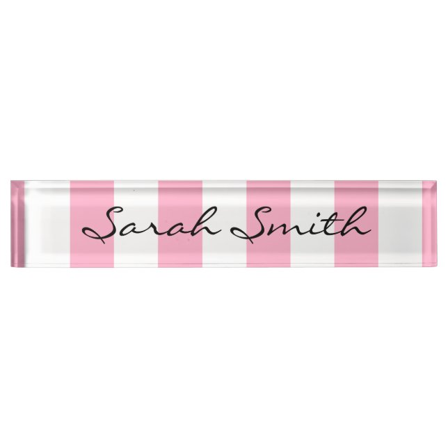 Pink and White Striped Name Plate (Front)