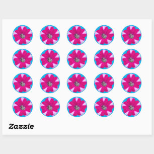 Pink and white Striped Petunia Flower Classic Round Sticker