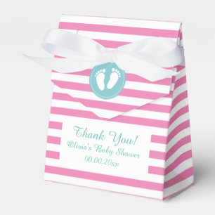 Pink and white stripes baby shower party favour bo box