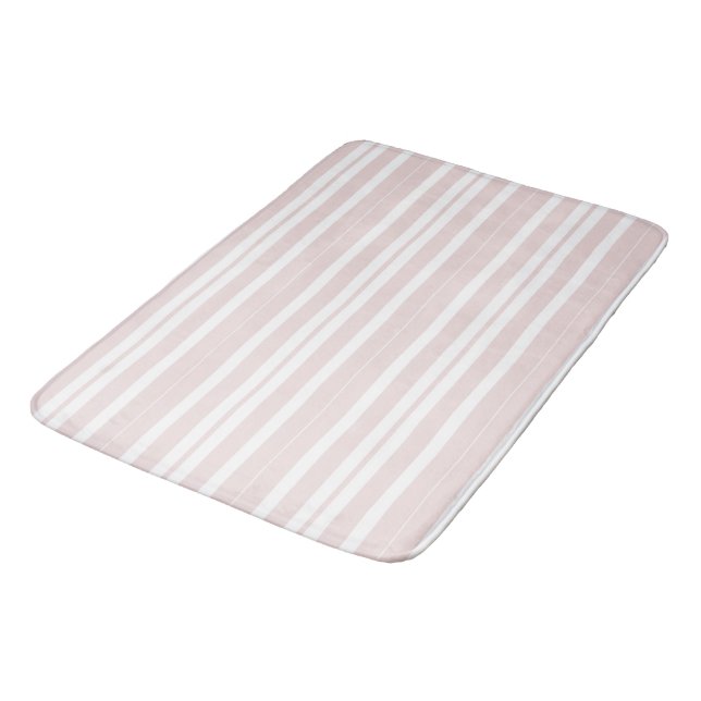 pink and white stripes bath mat (Angled)