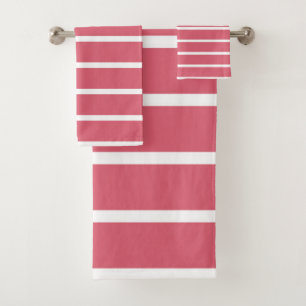 Pink and White Stripes Bath Towel Set